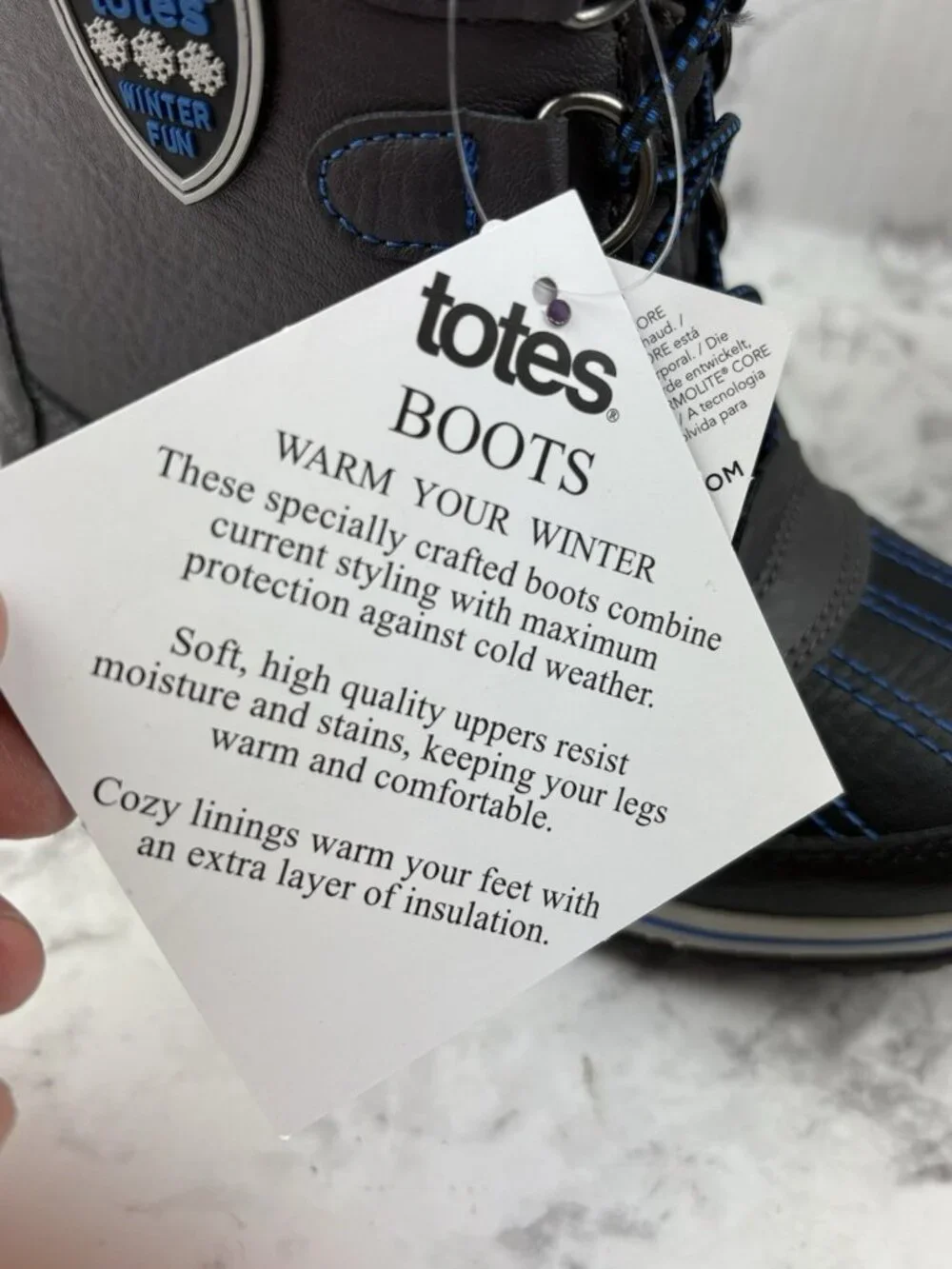 New Totes Kids Snow Boots Unisex Size 1 Waterproof Insulated Winter Lace Up